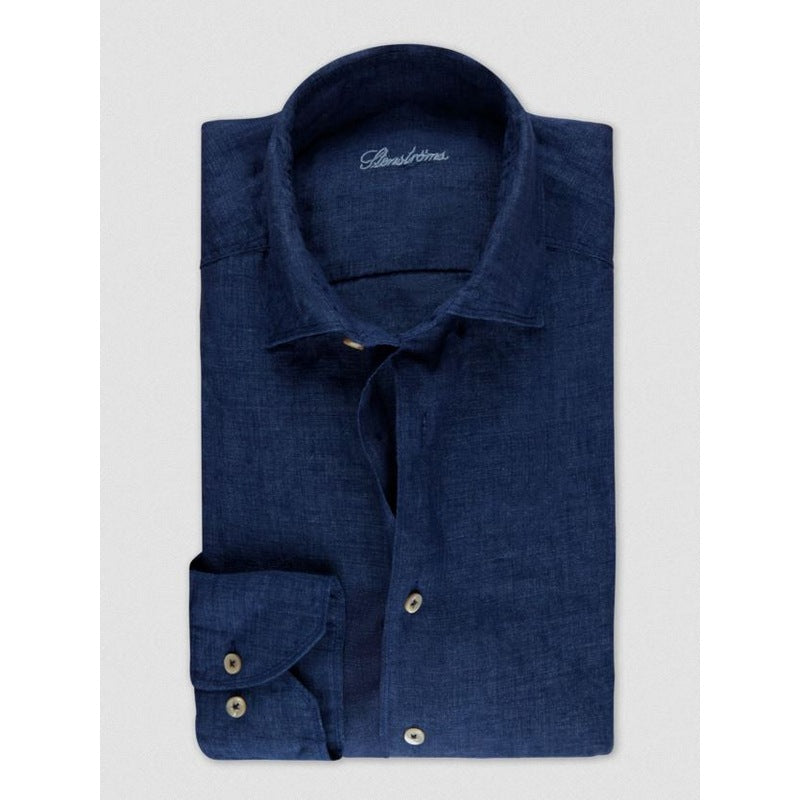 Stenstroms | Fitted Linen Sport Shirt DARK BLUE