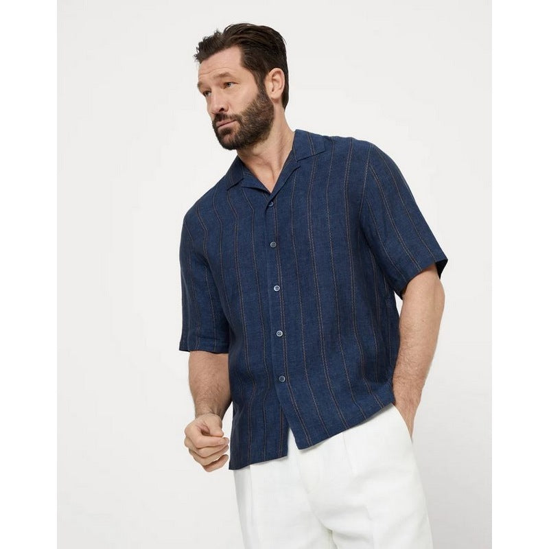 Brunello Cucinelli | Textured Stripe Linen Shirt