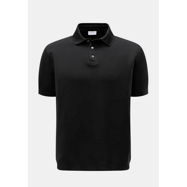 Black polo shirt on a white background