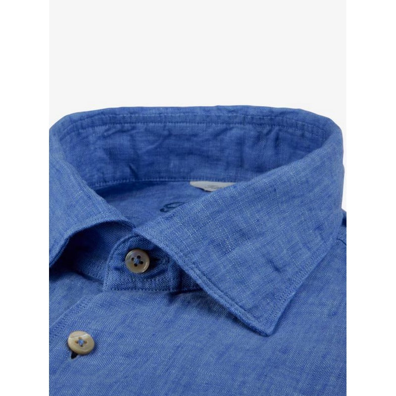 Stenstroms | Fitted Body Linen Shirt Blue