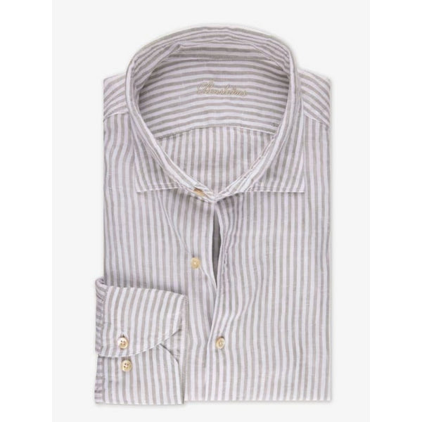 Stenstroms | Grey Striped Linen Shirt