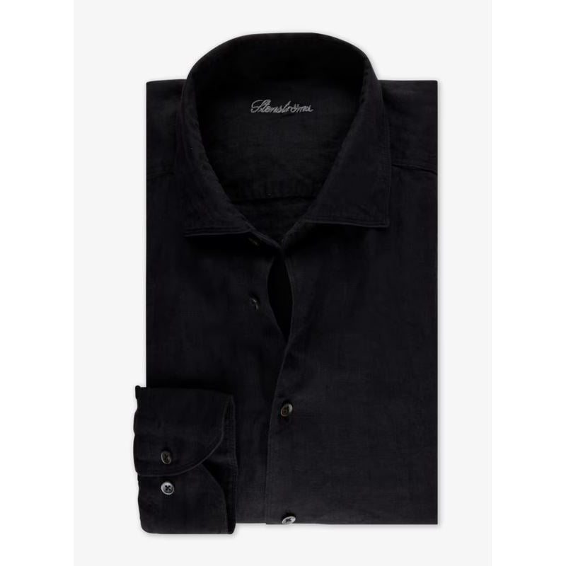 Stenstroms | Fitted Body Linen Shirt Black