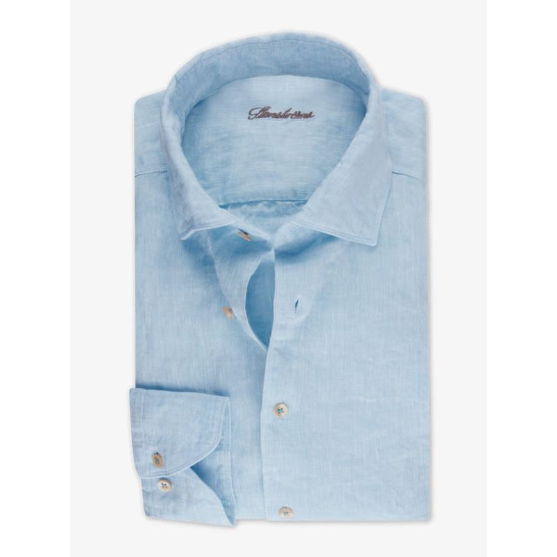 Stenstroms | Fitted Body Linen Shirt Light Blue