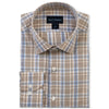 Plaid dress shirt with Scott Barber label on a white background