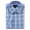 Blue checkered dress shirt with Scott Barber label on a white background