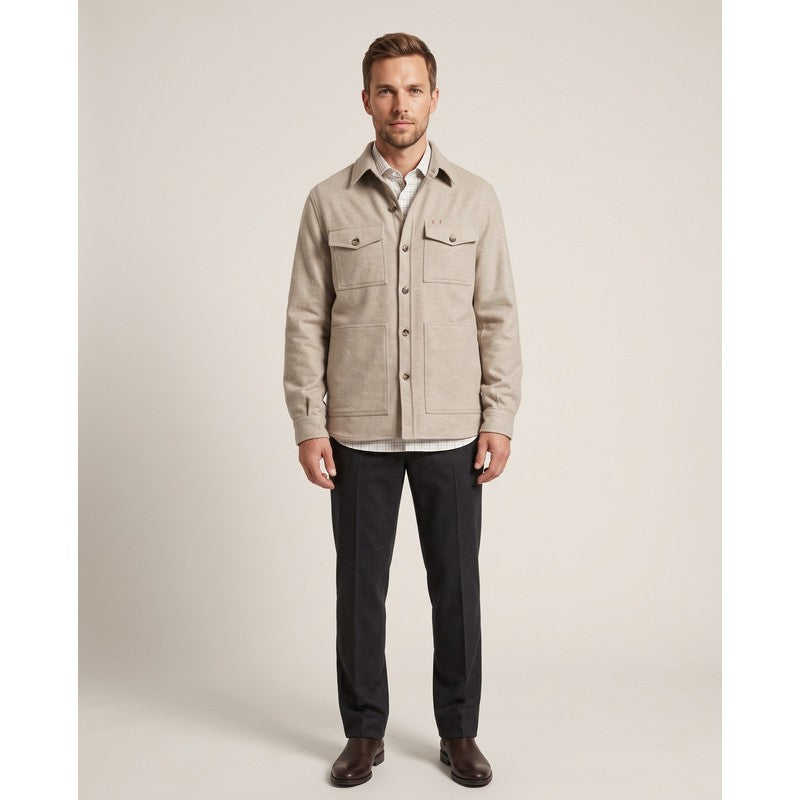 Isaia | Beige Wool-Cashmere Overcoat