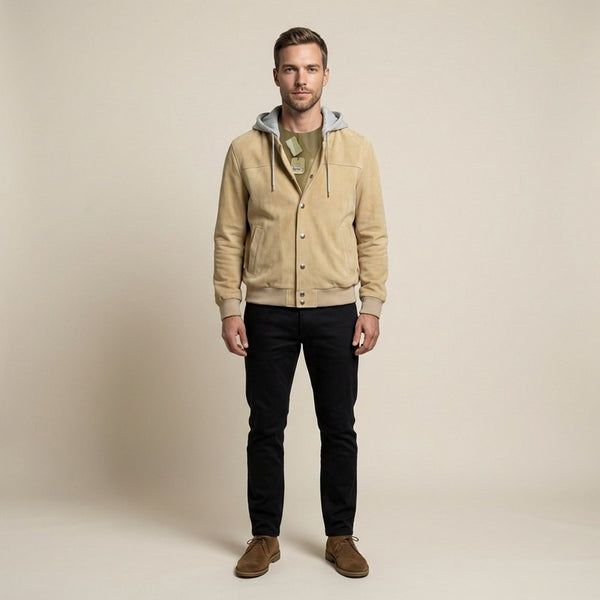 Eleventy | Suede Jacket with Removable Hoodie