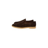 Pair of brown loafers on a white background