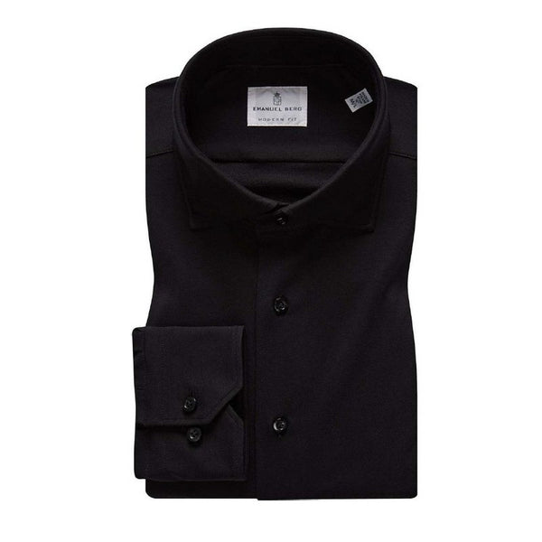 Emanuel Berg | Modern Flex Black Knit Sport Shirt