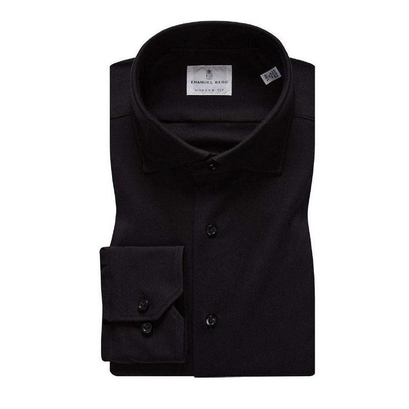 Emanuel Berg | Modern Flex Black Knit Sport Shirt
