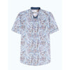 Short-sleeve shirt with paisley pattern on a white background