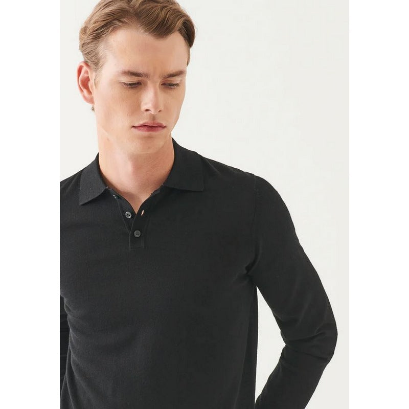 Patrick Assaraf | Extra-Fine Merino Button Polo Black