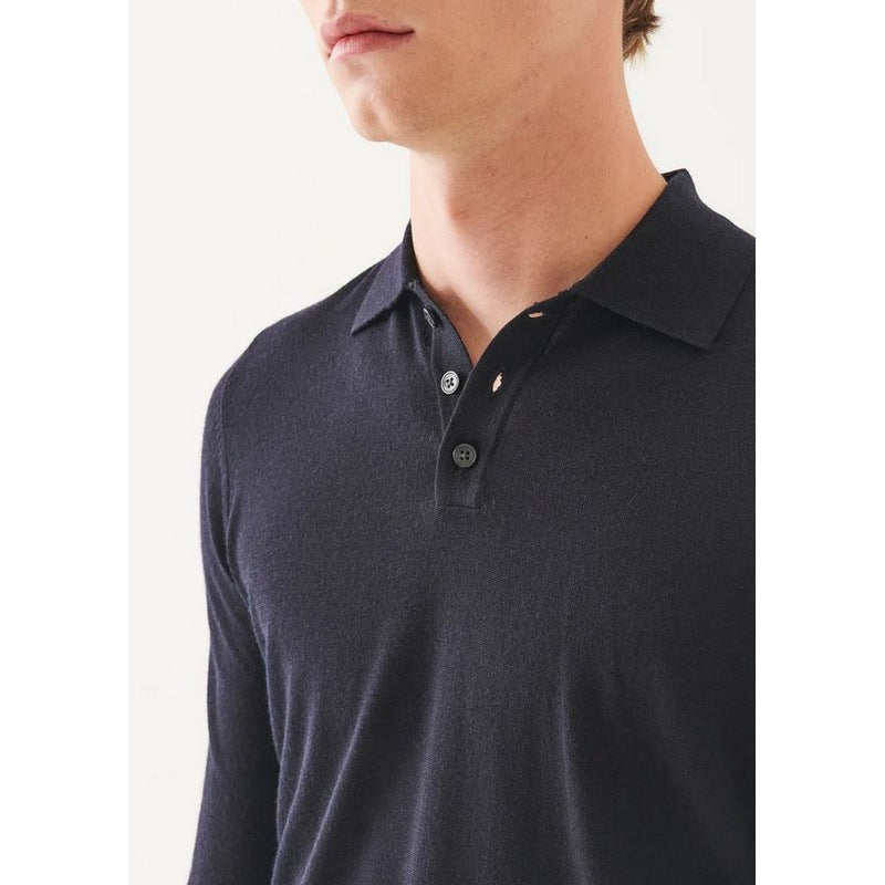 Patrick Assaraf | Extra-Fine Merino Button Polo Navy