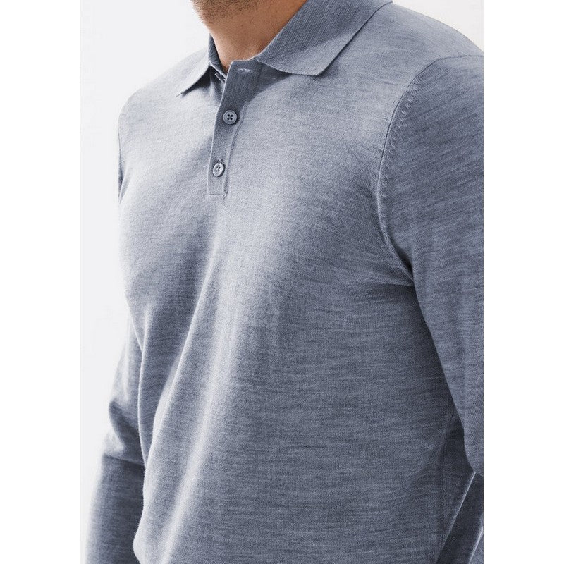 Gray long-sleeve polo shirt on a white background