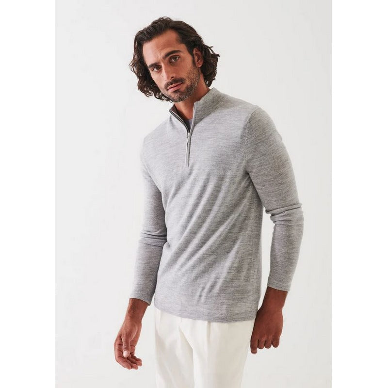 Patrick Assaraf | Extra-Fine Merino Qtr Zip Grey