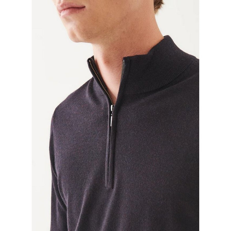 Patrick Assaraf | Extra-Fine Merino Qtr Zip Black Current 