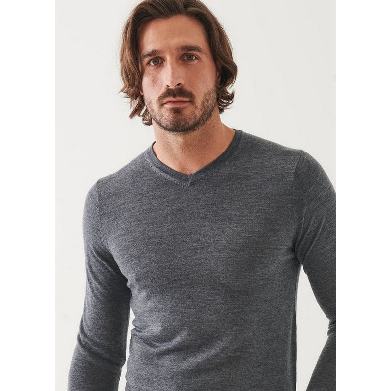 Patrick Assaraf | Extra-Fine Merino V-Neck Graphite