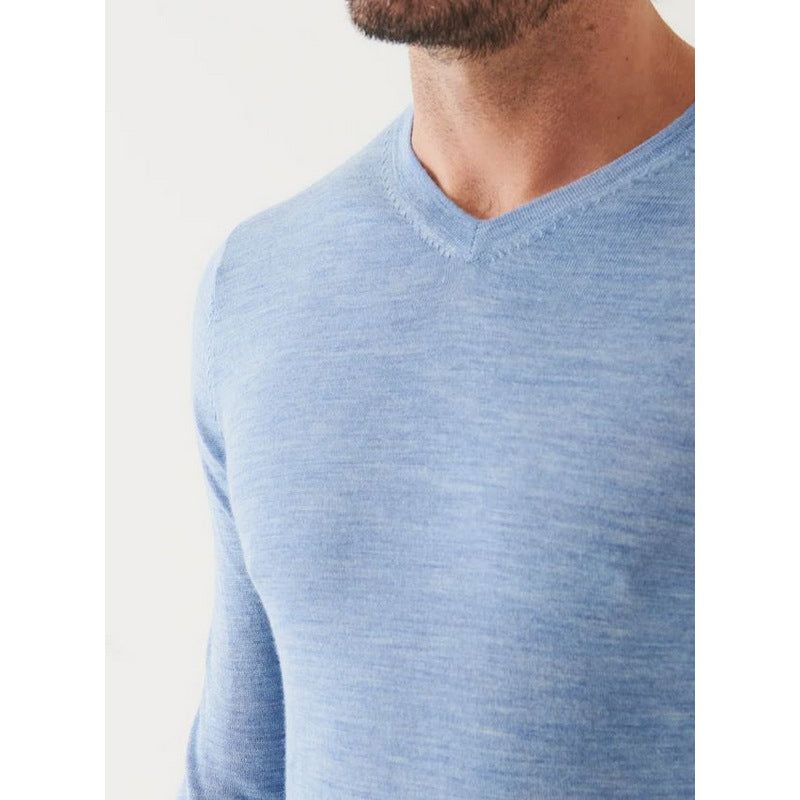 Patrick Assaraf | Extra-Fine Merino V-Neck Cornflower