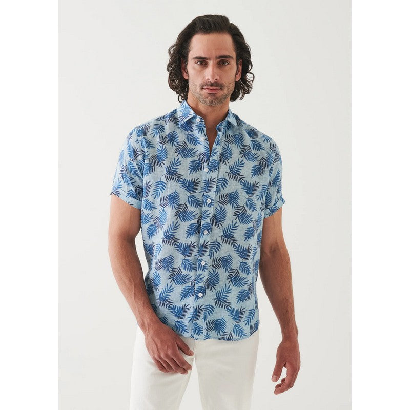 Patrick Assaraf | Printed Linen Shirt SKY