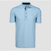 Light blue polo shirt on a light gray background