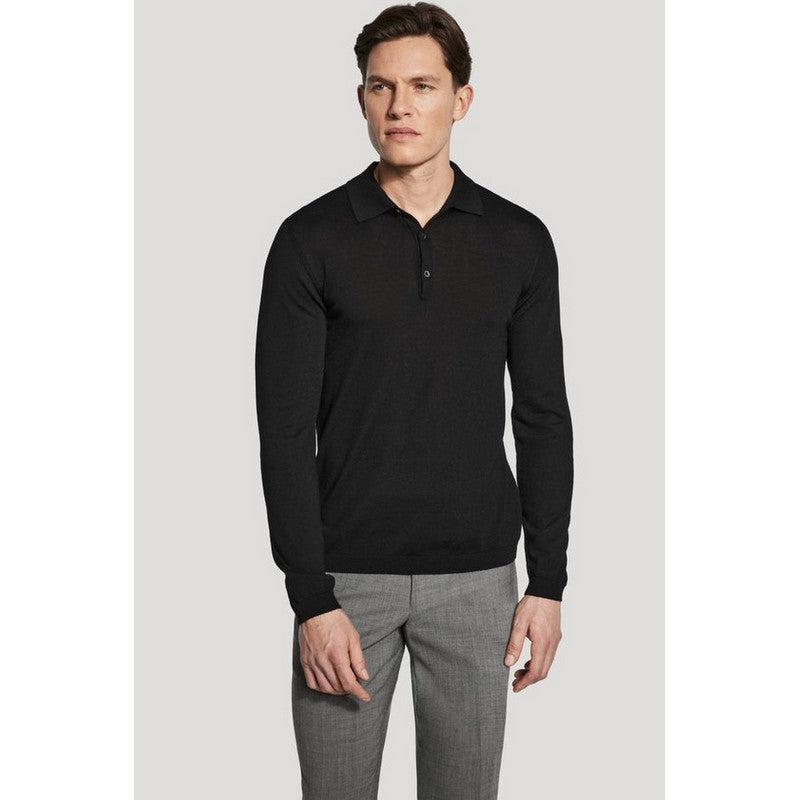 Jack Victor | Merino Wool and Silk LS Polo Black