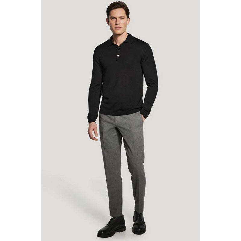 Jack Victor | Merino Wool and Silk LS Polo Black