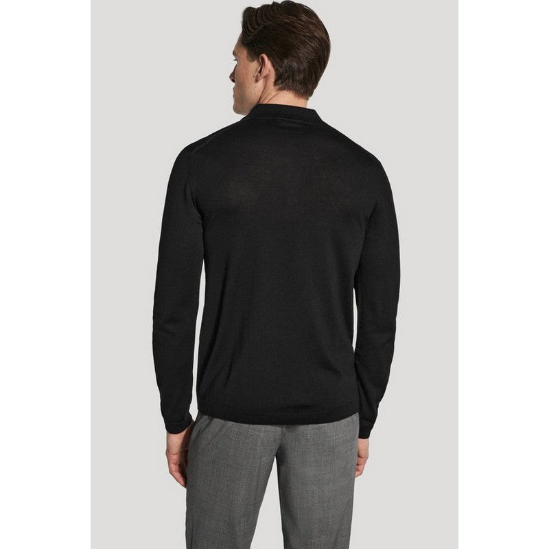 Jack Victor | Merino Wool and Silk LS Polo Black