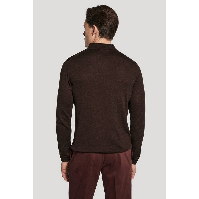Jack Victor | Merino Wool and Silk LS Polo Brown