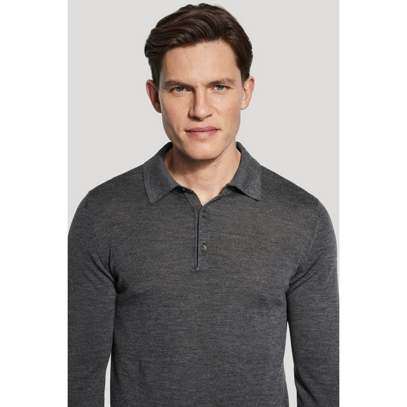 Jack Victor | Merino Wool and Silk LS Polo Grey
