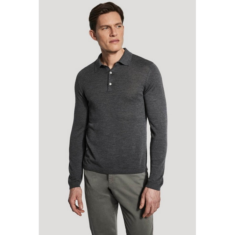 Jack Victor | Merino Wool and Silk LS Polo Grey