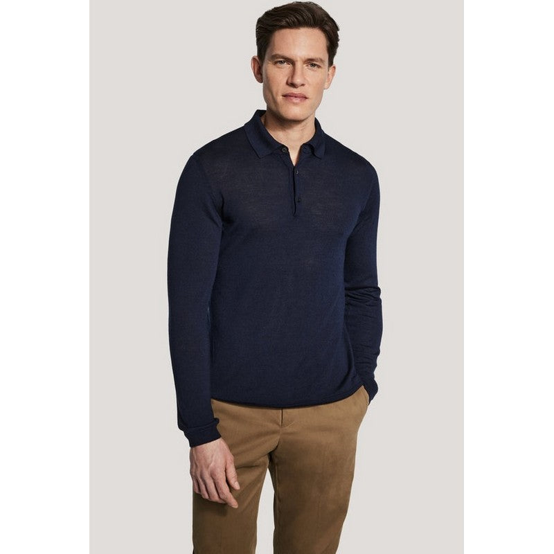 Jack Victor | Merino Wool and Silk LS Polo Navy