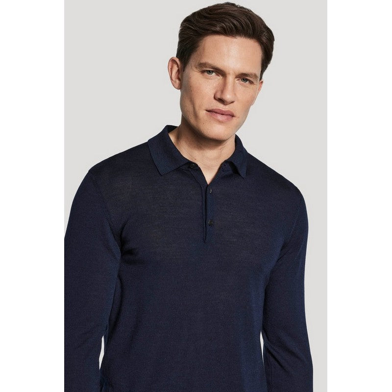 Jack Victor | Merino Wool and Silk LS Polo Navy