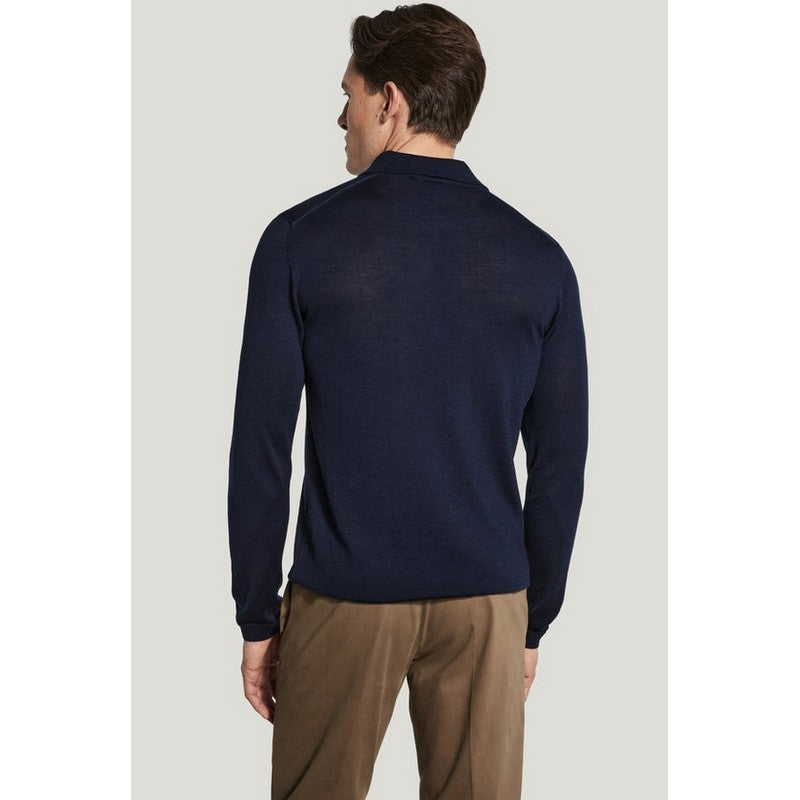 Jack Victor | Merino Wool and Silk LS Polo Navy