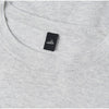 Gray t-shirt with a black label on the collar