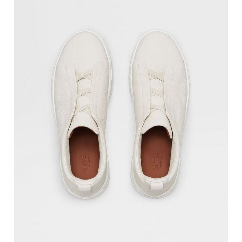 ZEGNA | Deerskin Triple Stich Sneaker WHITE