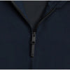 Close-up of a navy blue jacket zipper