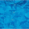 Blue shirt with skull and crossbones pattern on a blue background