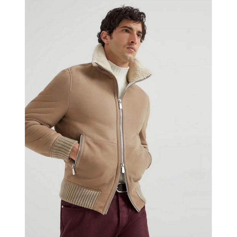 Brunello Cucinelli | Suede Shearling Bomber Jacket