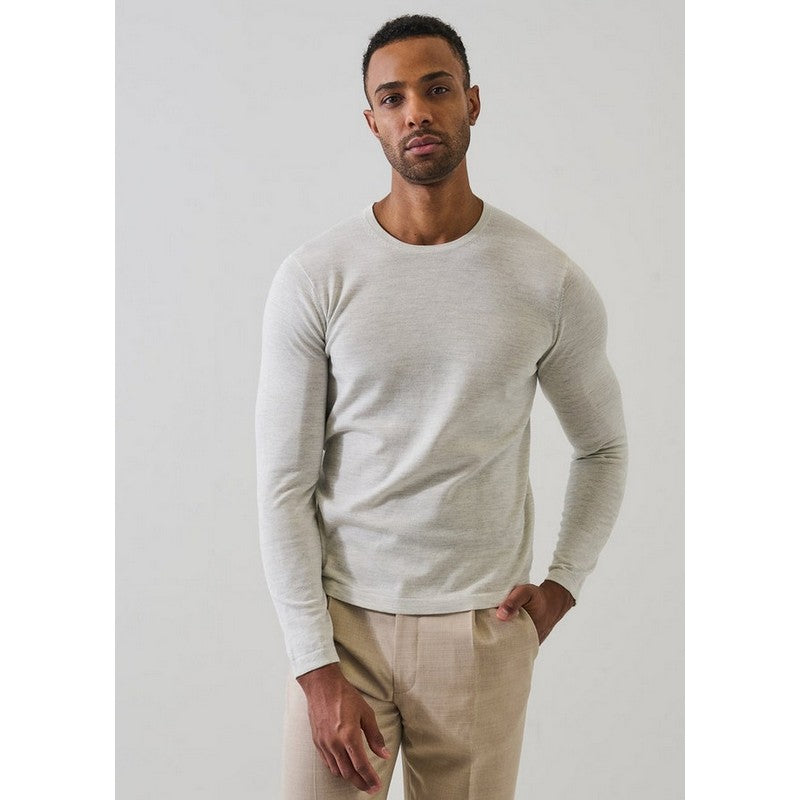 Patrick Assaraf | Cotton-Cupro LS Crewneck  Drizzle