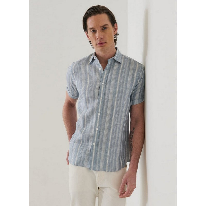 Patrick Assaraf | Jacquard Stripe Linen Shirt