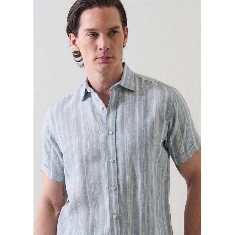Patrick Assaraf | Jacquard Stripe Linen Shirt