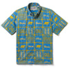 blue background with yellow square prints ucla and bruin logos